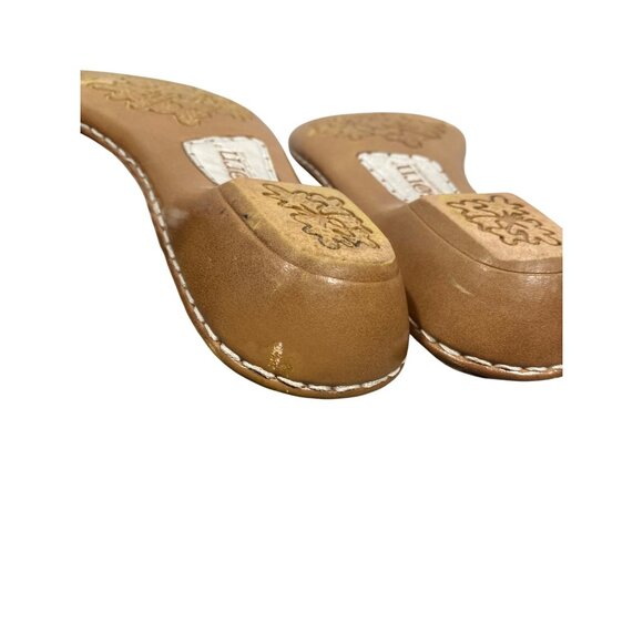 Born Womens Metallic Silver Leather Slip-On thong Sandals Size 7 cushioned - Picture 9 of 9